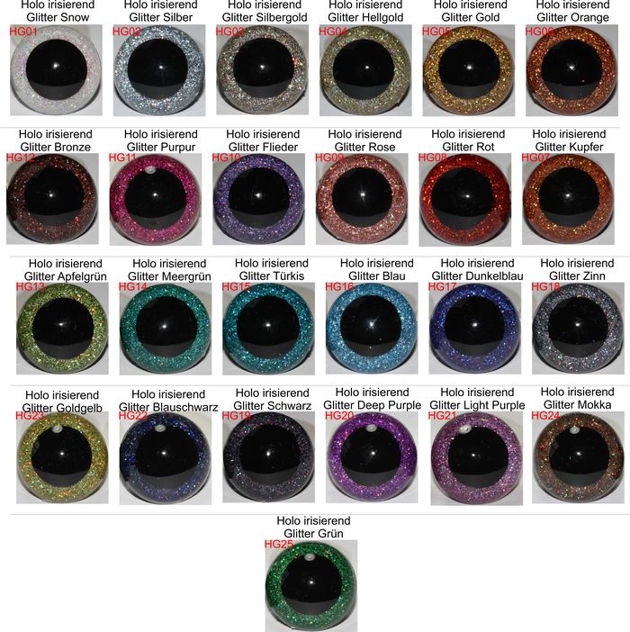 Augen Glitter Holo irisierend Sicherheitsaugen
